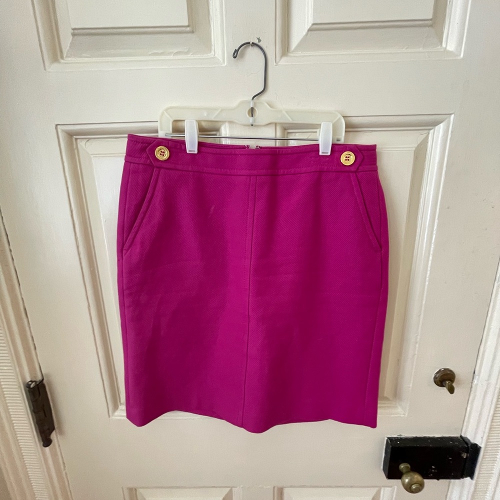 Talbots Fuchsia Mini Skirt with Gold Buttons